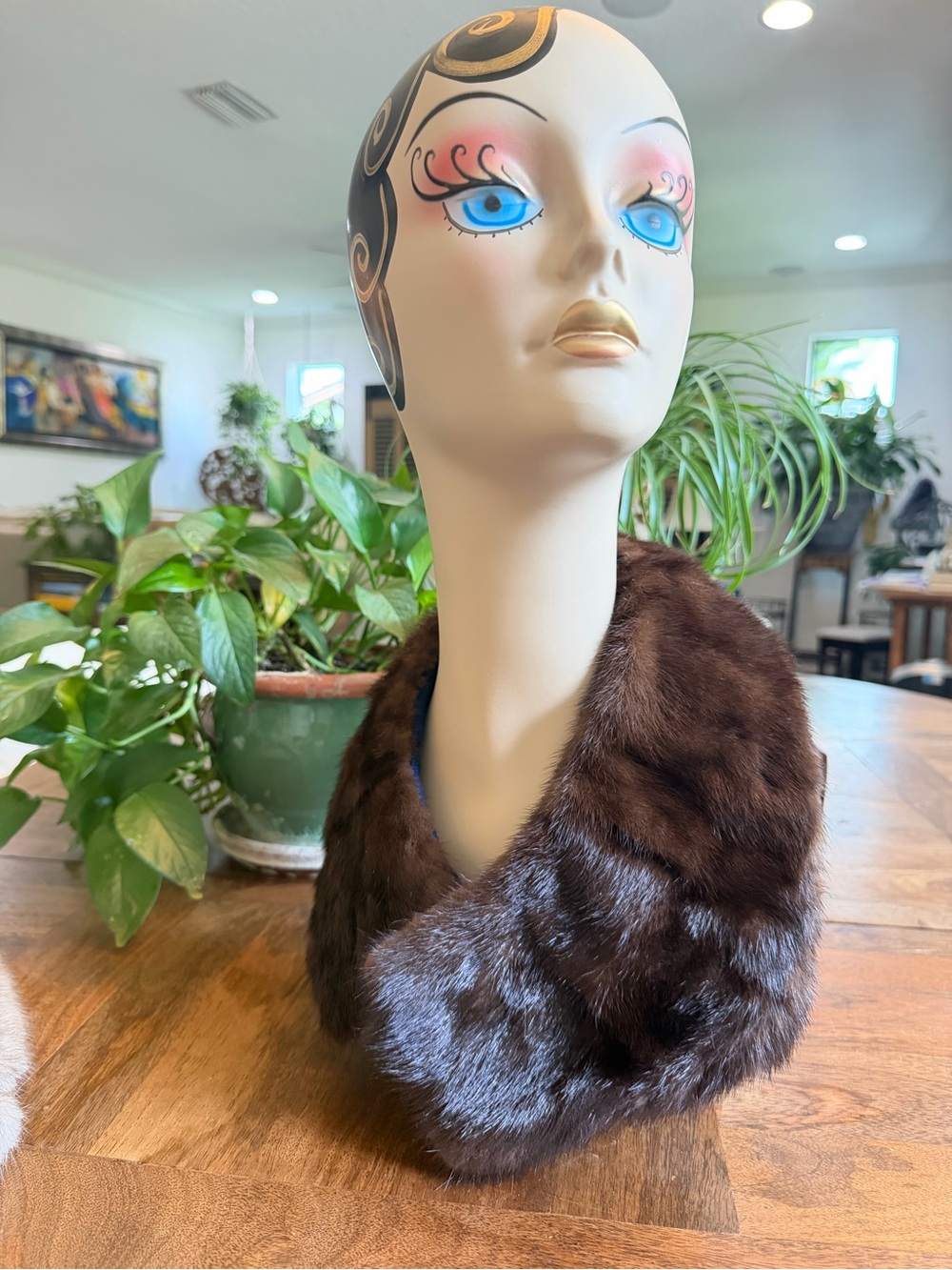 Vintage Mahogany Mink Fur Collar- Women's Accessory